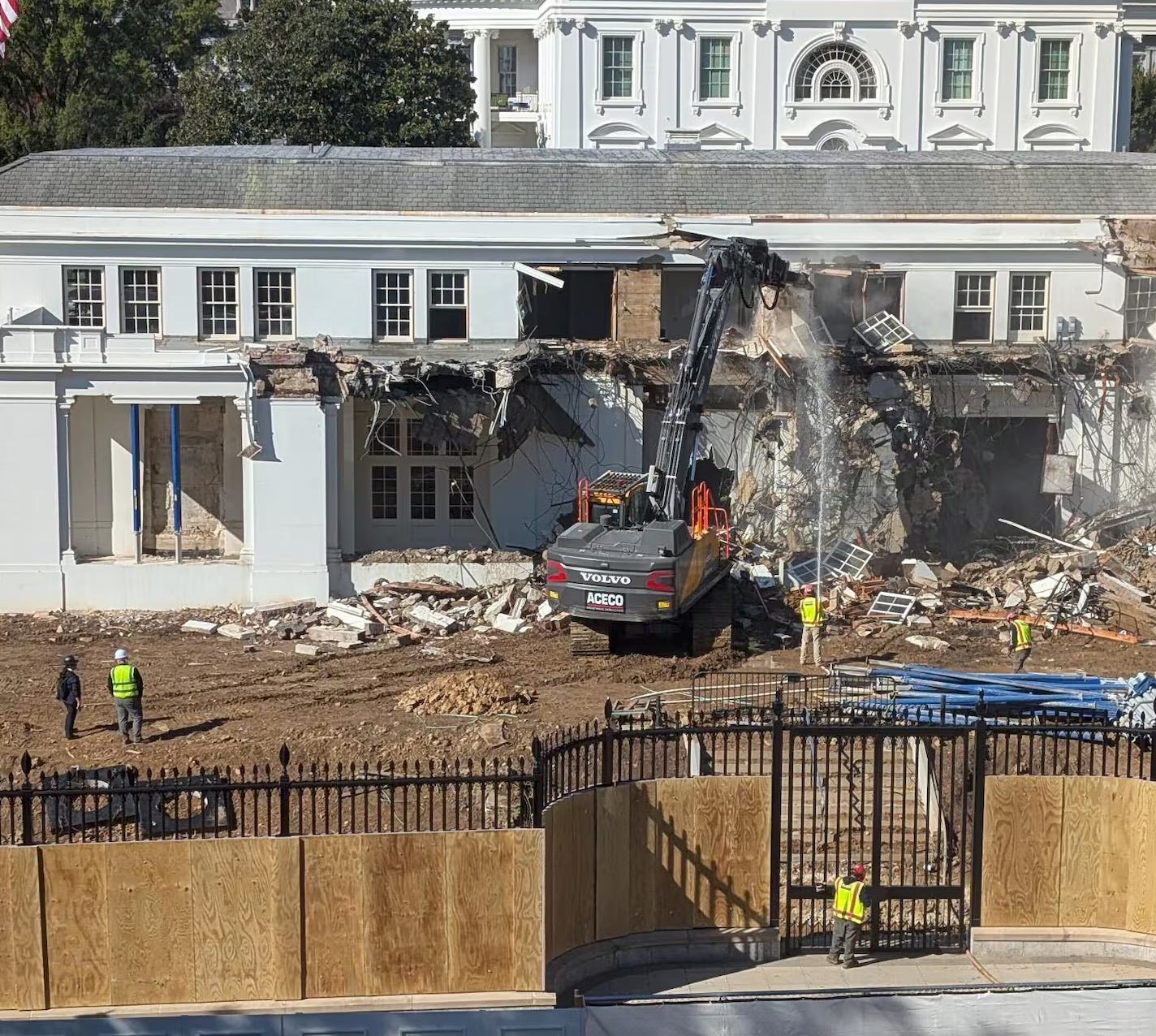 Another Photo of White House East Wing torn off, demolition in progress.