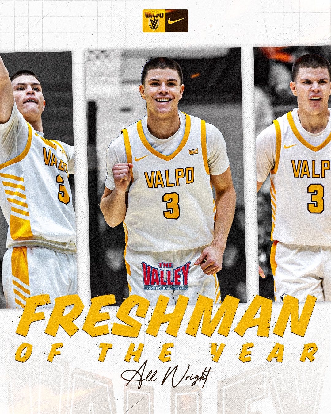 Joe Wright on X: "Congratulations to my son, All Wright @allwrightttt named  MVC Freshman of The Year! 🏀🔥 #AllWright #ValleyHoops #GoValpo" / X