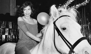 Bianca Jagger on a white horse that happened to be inside Studio 54 on her birthday in 1977 Bianca Jagger on a white horse that happened to be inside Studio 54 on her birthday in 1977