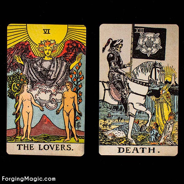 Lovers and Death Tarot Cards Lovers and Death Tarot Cards