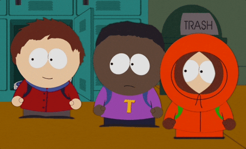 characters from South Park doing the hand gesture for 6 7.