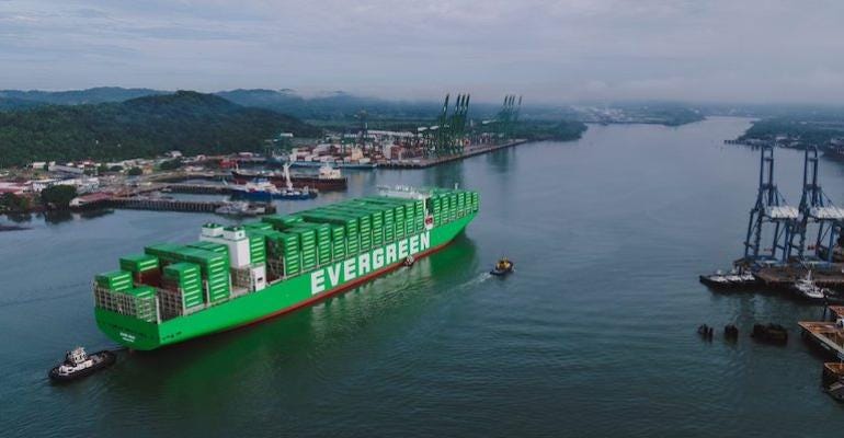 Containership Ever Max transiting the Panama Canal