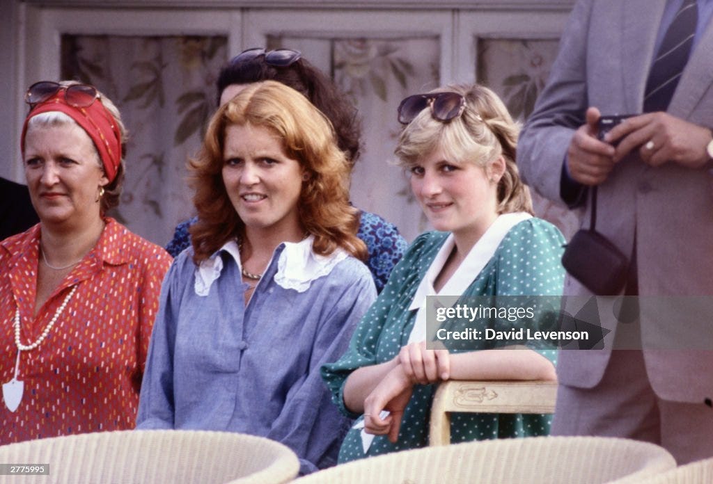 Diana Princess of Wales with Sarah Ferguson (later the Duchess of York)