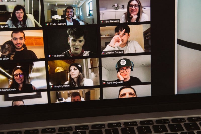 laptop monitor during a Zoom call.