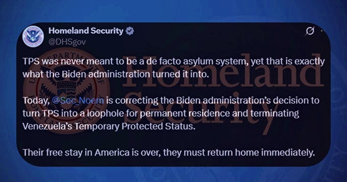 DHS to Permanently Terminate Temporary Protected Status for Venezuelans on September 10th