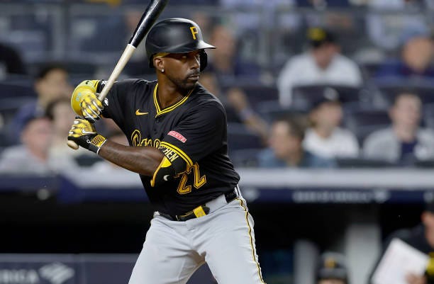 Andrew McCutchen of the Pittsburgh Pirates in action against the New York Yankees at Yankee Stadium on September 27, 2024 in New York City. The...