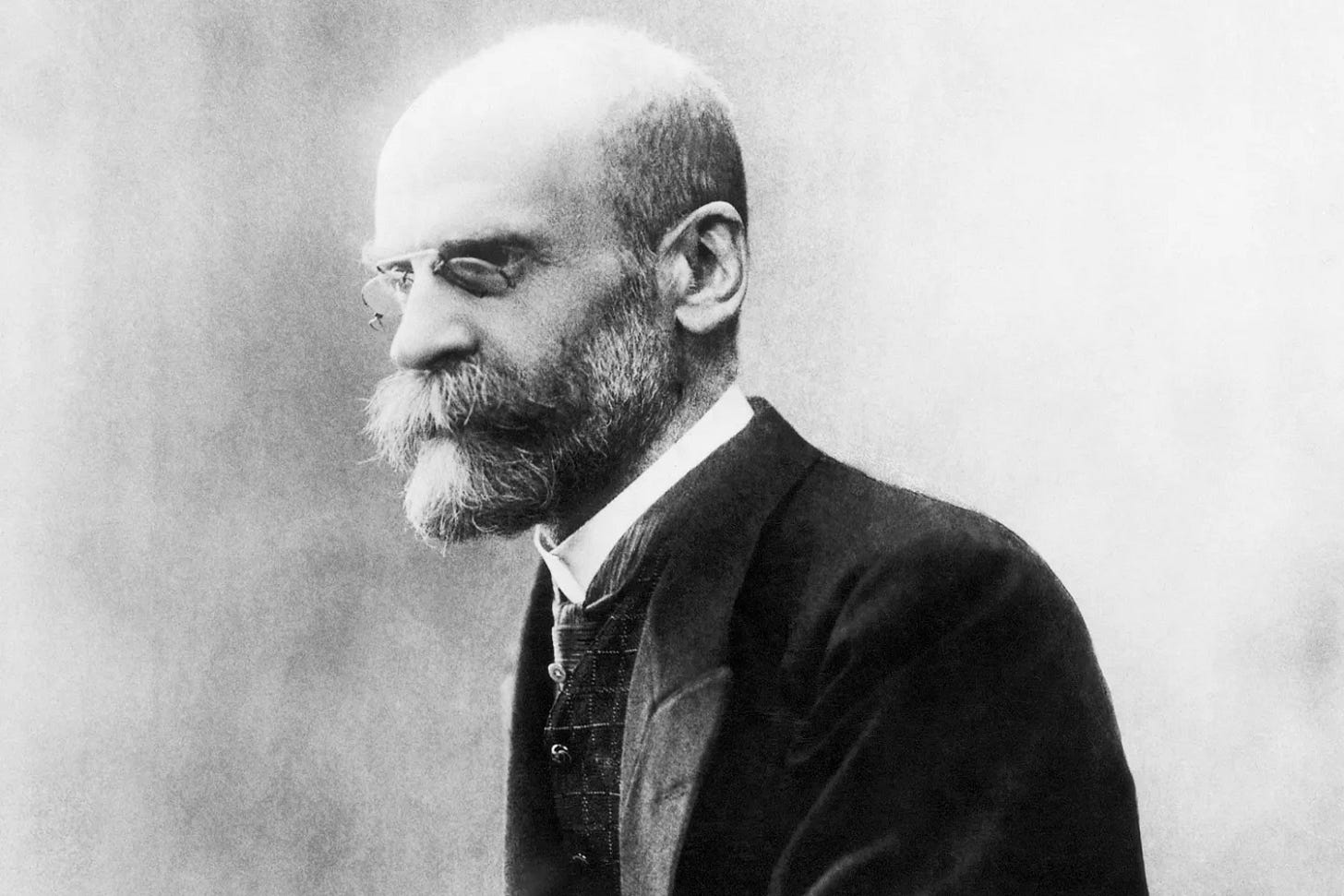 A black-and-white photo of Émile Durkheim