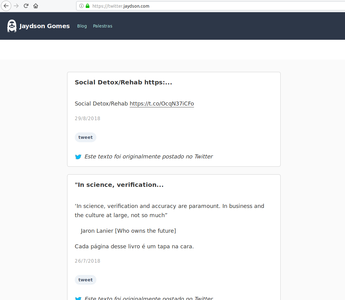 Screenshot do site twitter.jaydson.com