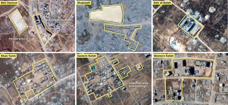Imágenes satelitales de los recintos de las milicias en Gaza
