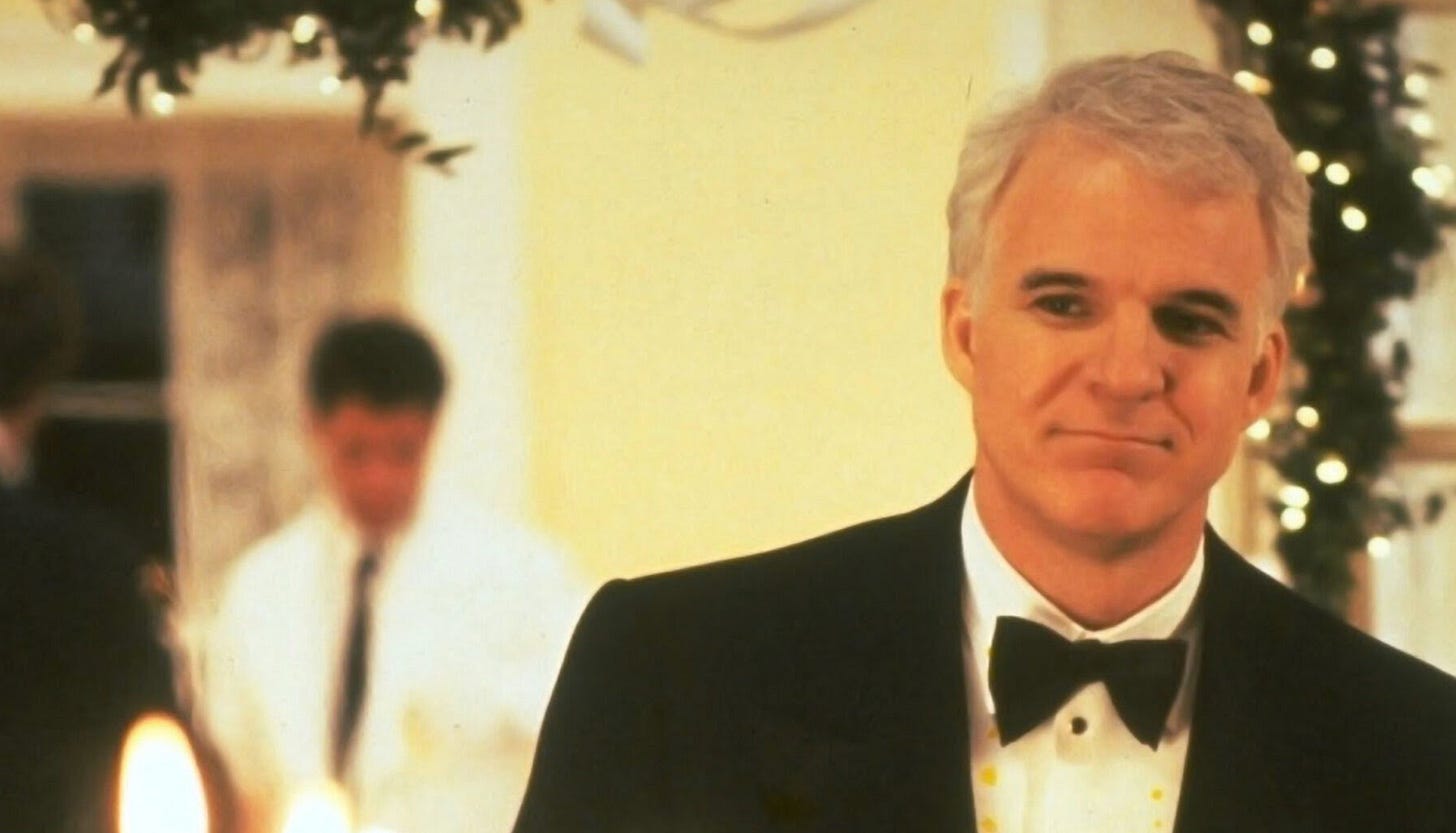 A screenshot with Steve Martin as George Banks.