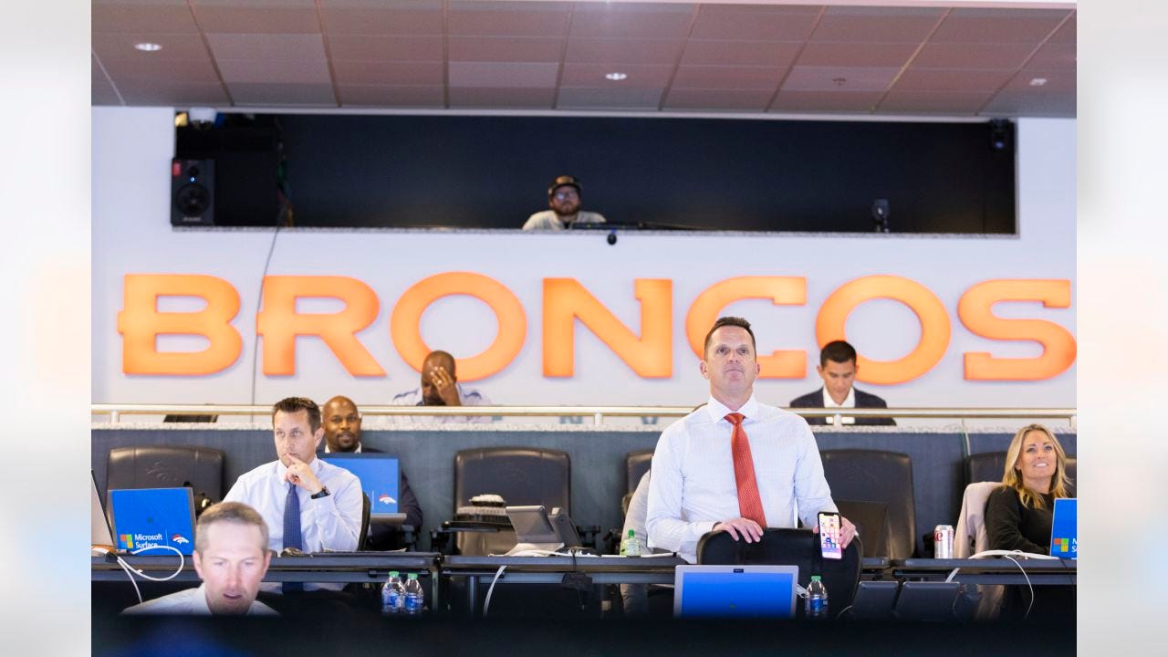 George Paton during the second night of the NFL Draft on Friday, April 29, 2022 at UCHealth Training Center in Englewood, Colorado.
Photo by Gabriel Christus George Paton during the second night of the NFL Draft on Friday, April 29, 2022 at UCHealth Training Center in Englewood, Colorado.
Photo by Gabriel Christus