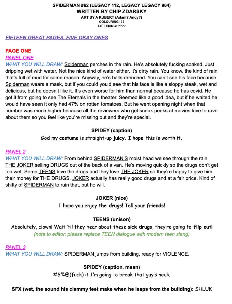 Scripting For Comics Comic Book Scripting!