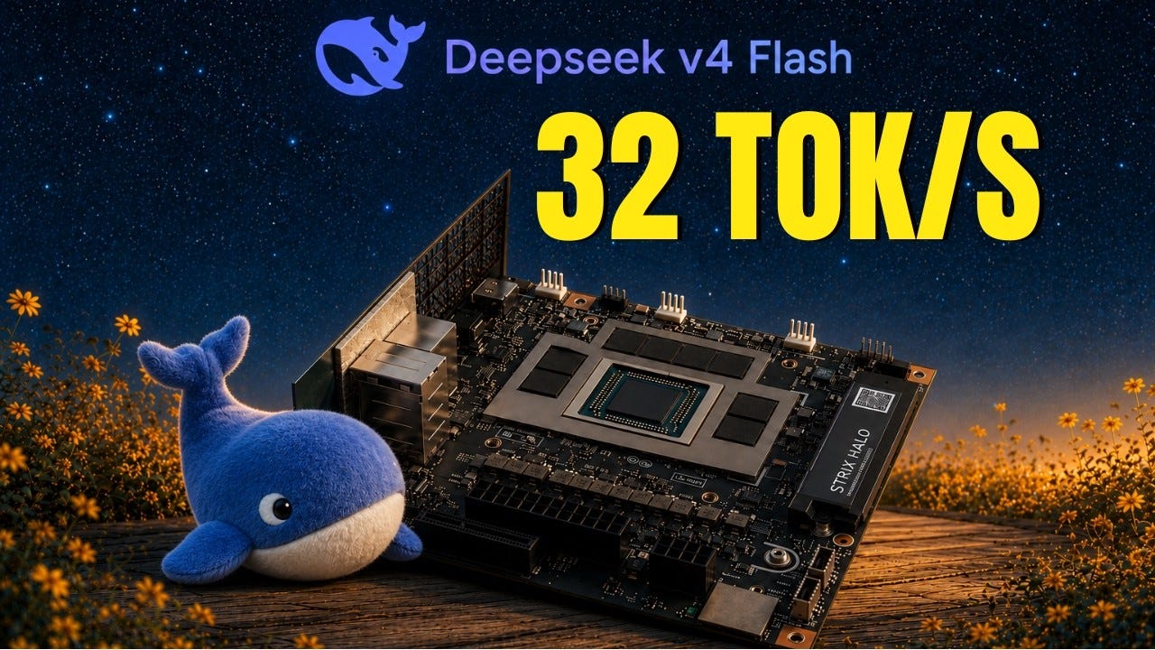DeepSeek V4 Flash Fully Local — 32 tok/s on a Single Chip