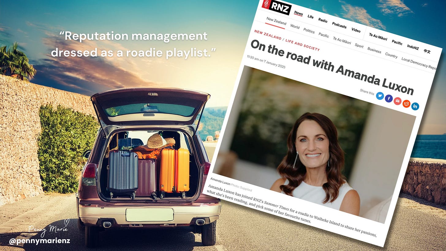 Amanda Luxon - reputation management dressed up as a roadie playlist - nz politics and media