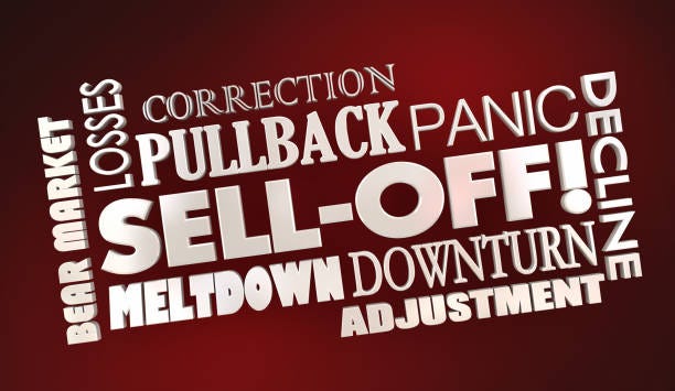 Stock Sell-Off Market Correction Selling Shares Words 3d Illustration