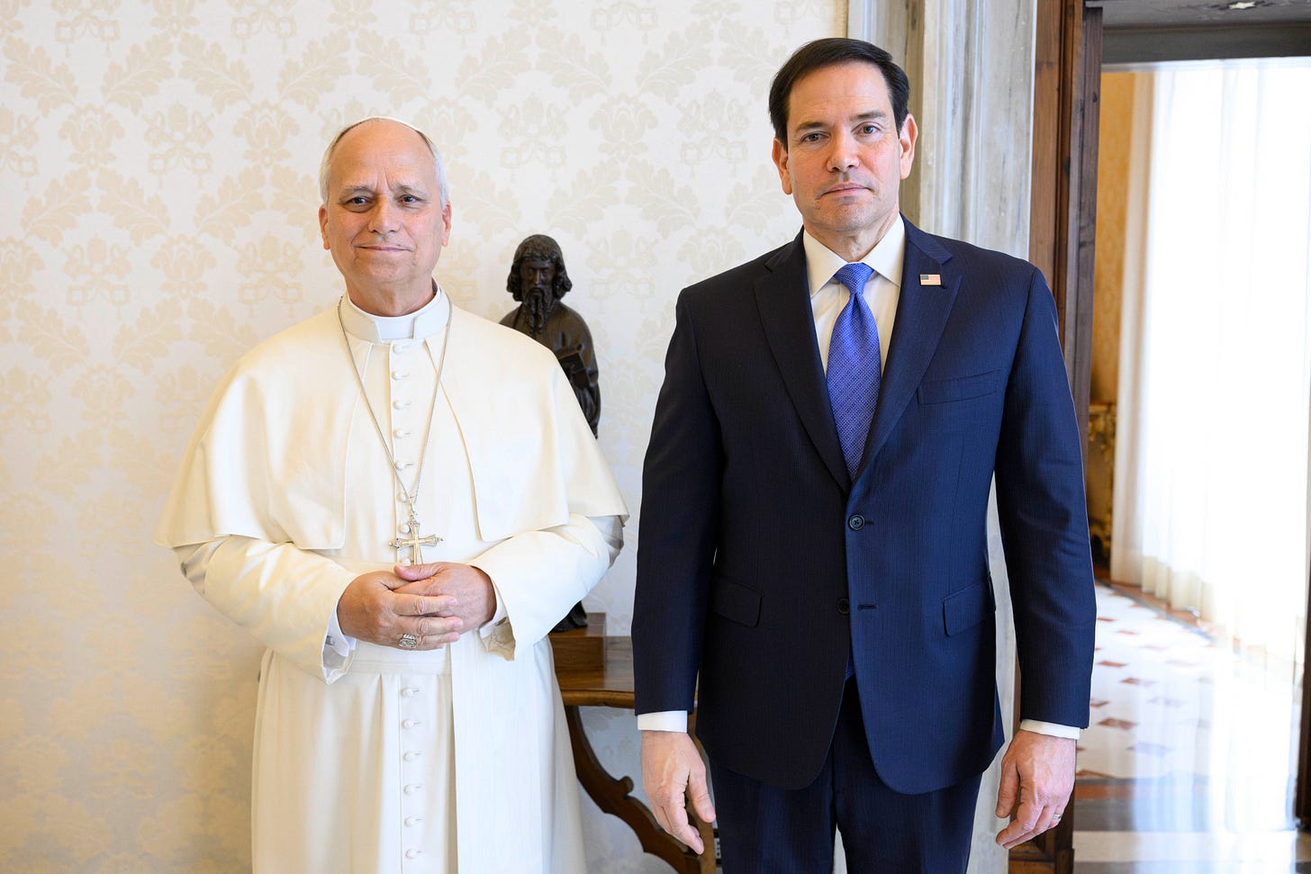 Secretary Marco Rubio meets Pope Leo XIV in Vatican City, Holy See, May 7, 2026. (© Vatican Media)