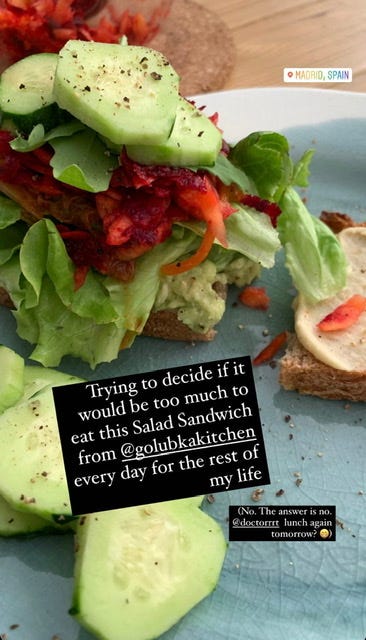 Picture of Instagram story with sandwich on plate