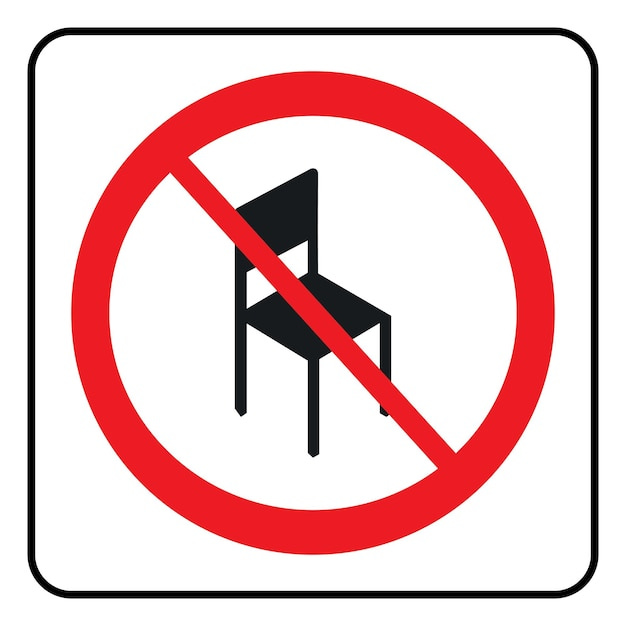 Broken chair symbol Do not use chair sign Do Not sit here symbol on whit  background | Premium Vector