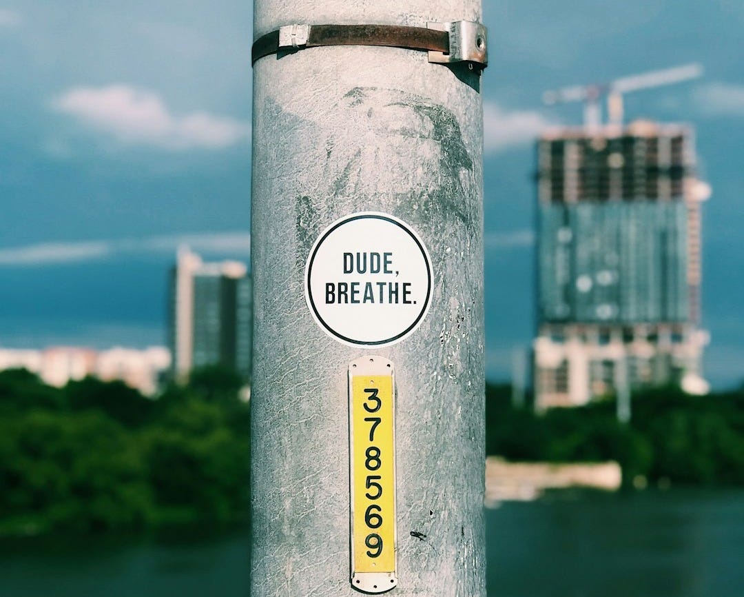 dude breathe sticker on gray post dude breathe sticker on gray post
