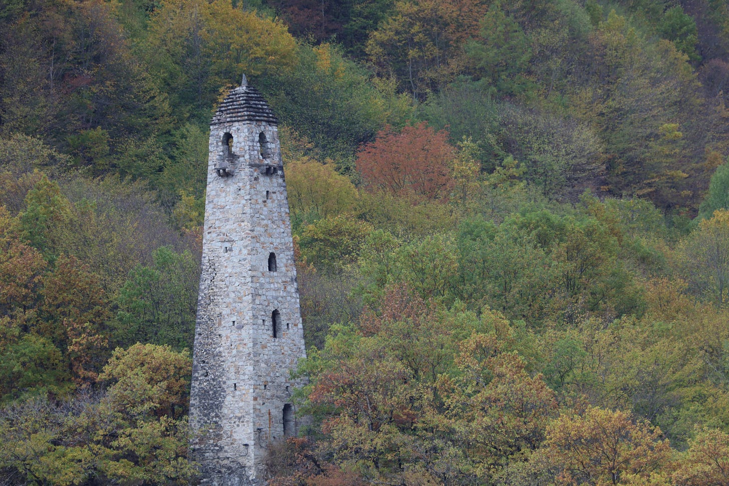 An Old Stone Tower in the Woods in Autumn, Chechnya · Free Stock Photo