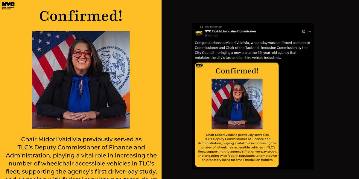 Midori Valdivia Confirmed as NYC TLC Chair; Plate Report Expected Soon