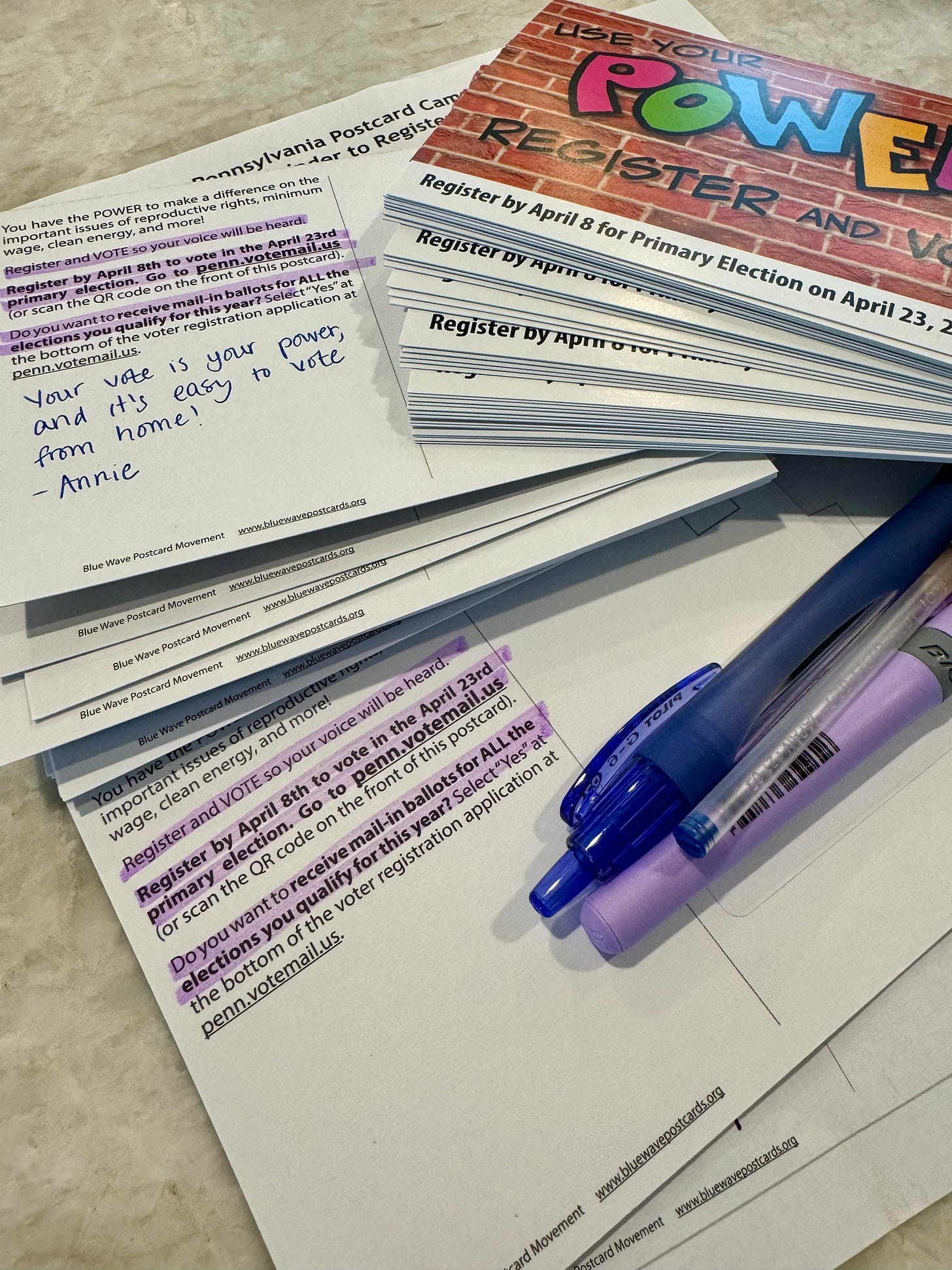 Blue Wave postcards to PA voters