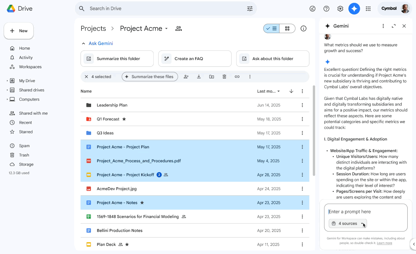 Google Workspace Updates: Start a conversation with Gemini in the side  panel of Google Drive about specific files
