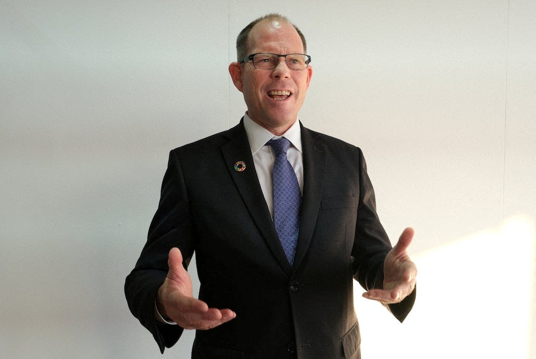 CEO of the Bill & Melinda Gates Foundation, Mark Suzman, speaks during an interview with Reuters at the COP27 climate summit in Egypt's Red Sea resort of Shram el-Sheikh