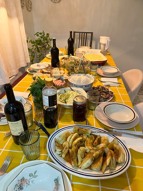 Different tablescapes from hosting meals at our place.