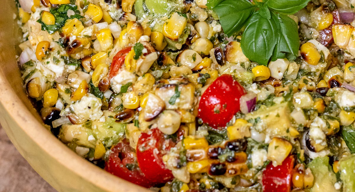 Charred Corn Salad with Basil Vinaigrette