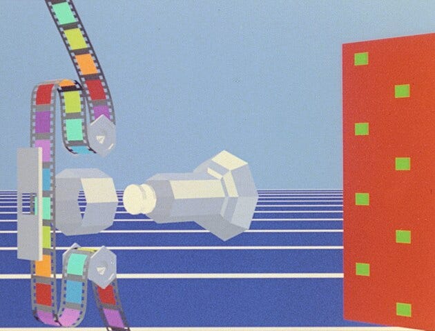 1980s digital illustration of a film video camera