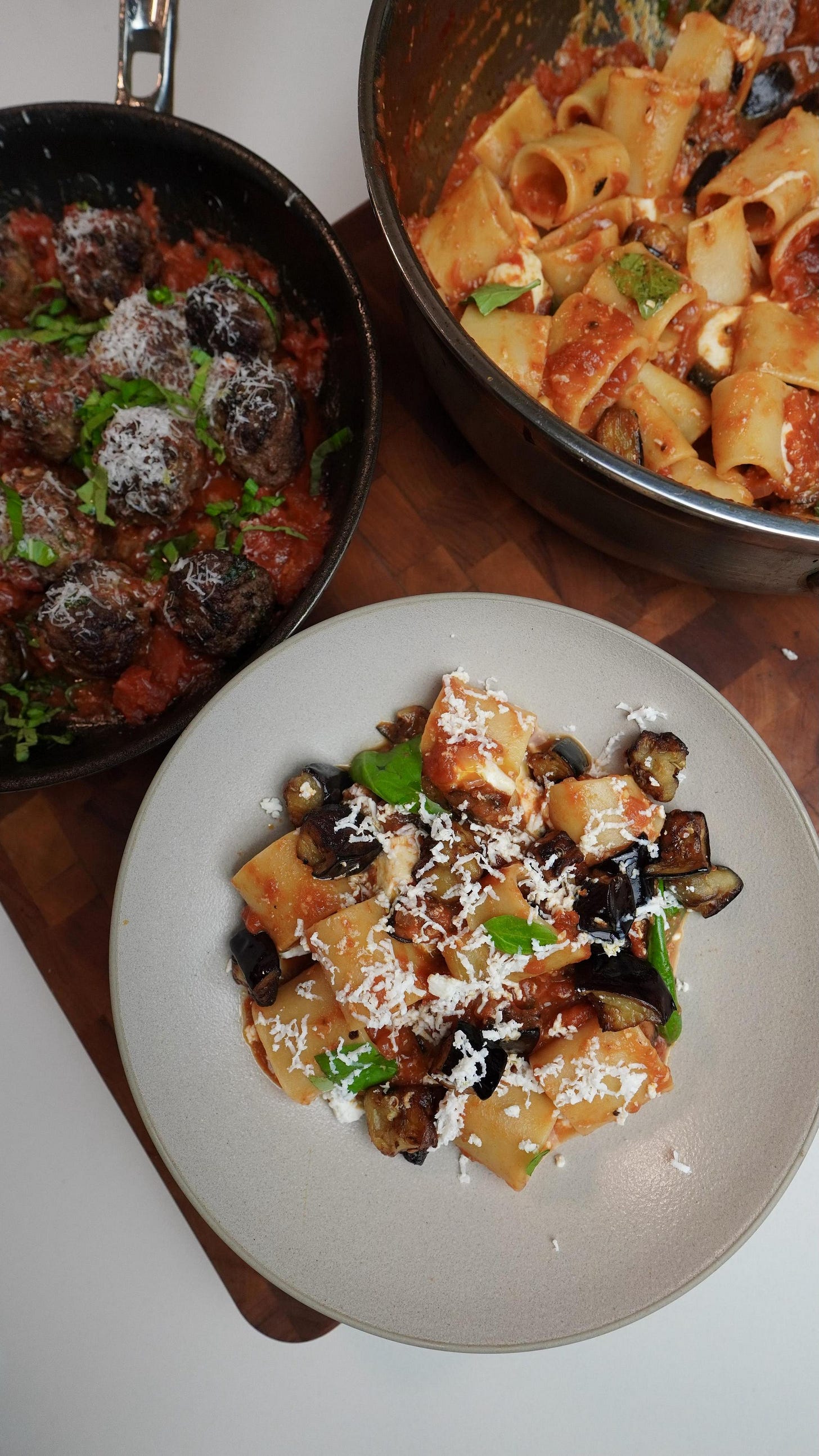 Pasta Alla Norma + Meatballs