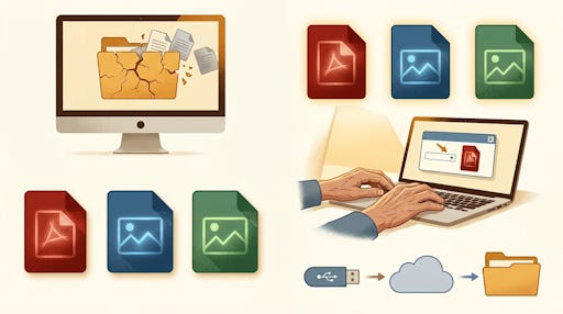 Icons of different file types.