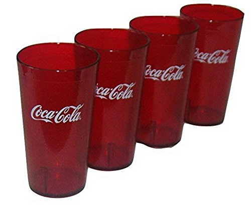 Amazon.com | Coca Cola Logo Ruby Red Plastic Tumblers Set of 4-16oz (Coke):  Tumblers & Water Glasses
