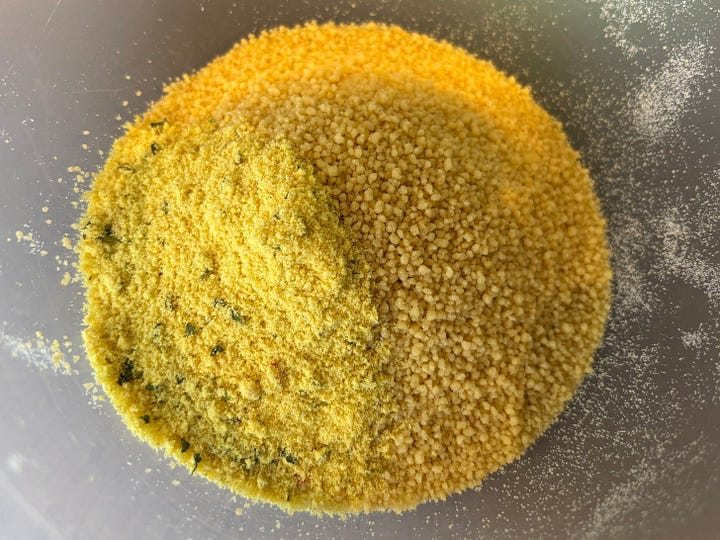 Stages of Cous Cous as a base for a salad