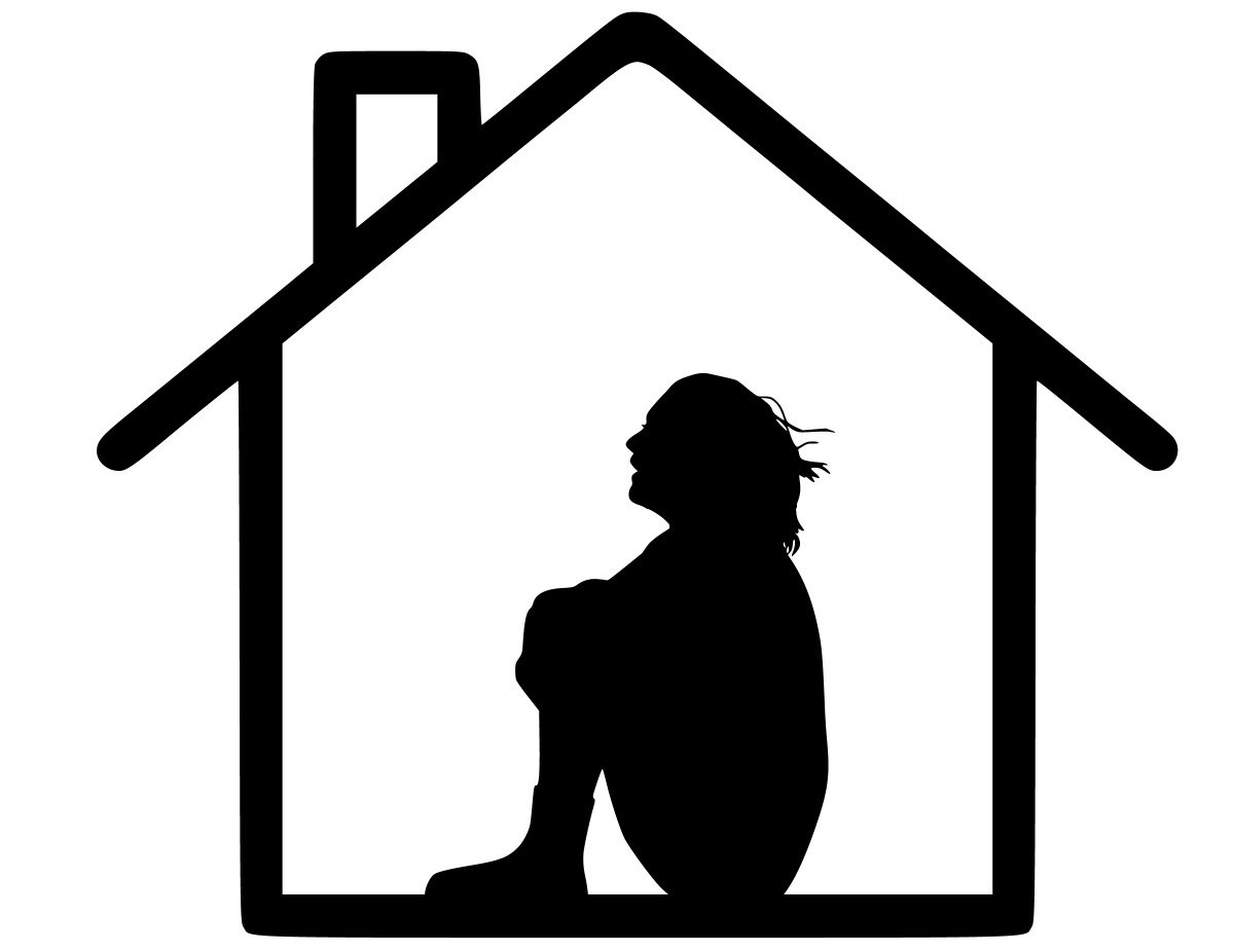 disorder, anxiety, burnout, encroachment, social, woman, suffering, mental, problem, health, claustrophobia, female, sick, stressed, illness, stress, depressed, unhappy, depression, sadness, mood, symptom, worry, clip art, silhouette, signage, black and white, graphics