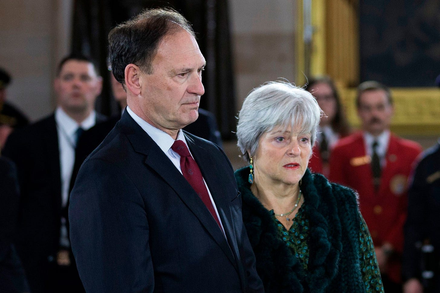 Supreme Court Justice Samuel Alito and his wife Martha-Ann Alito in the U.S. Capitol Rotunda in Washington, D.C. on February 28, 2018. (Photo credit should read ALEX EDELMAN/AFP via Getty Images)
