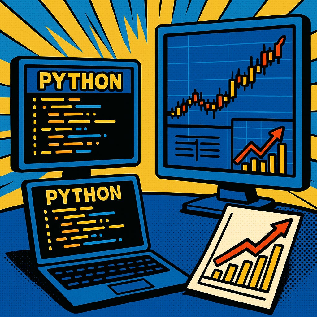 Algorithme Python style pop-art avec écrans de données financières