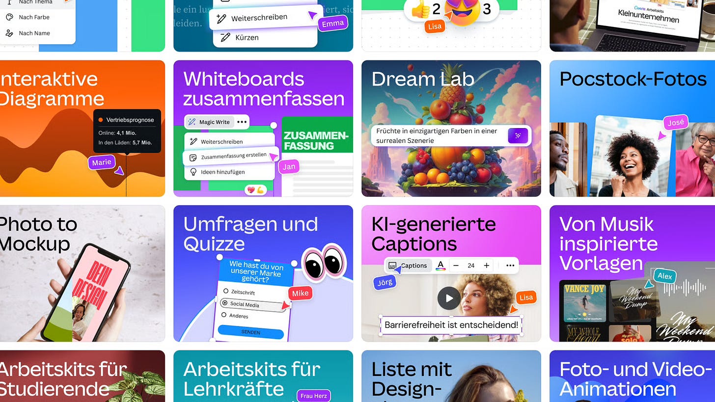 A collage of Canva's German-language localized templates A collage of Canva's German-language localized templates