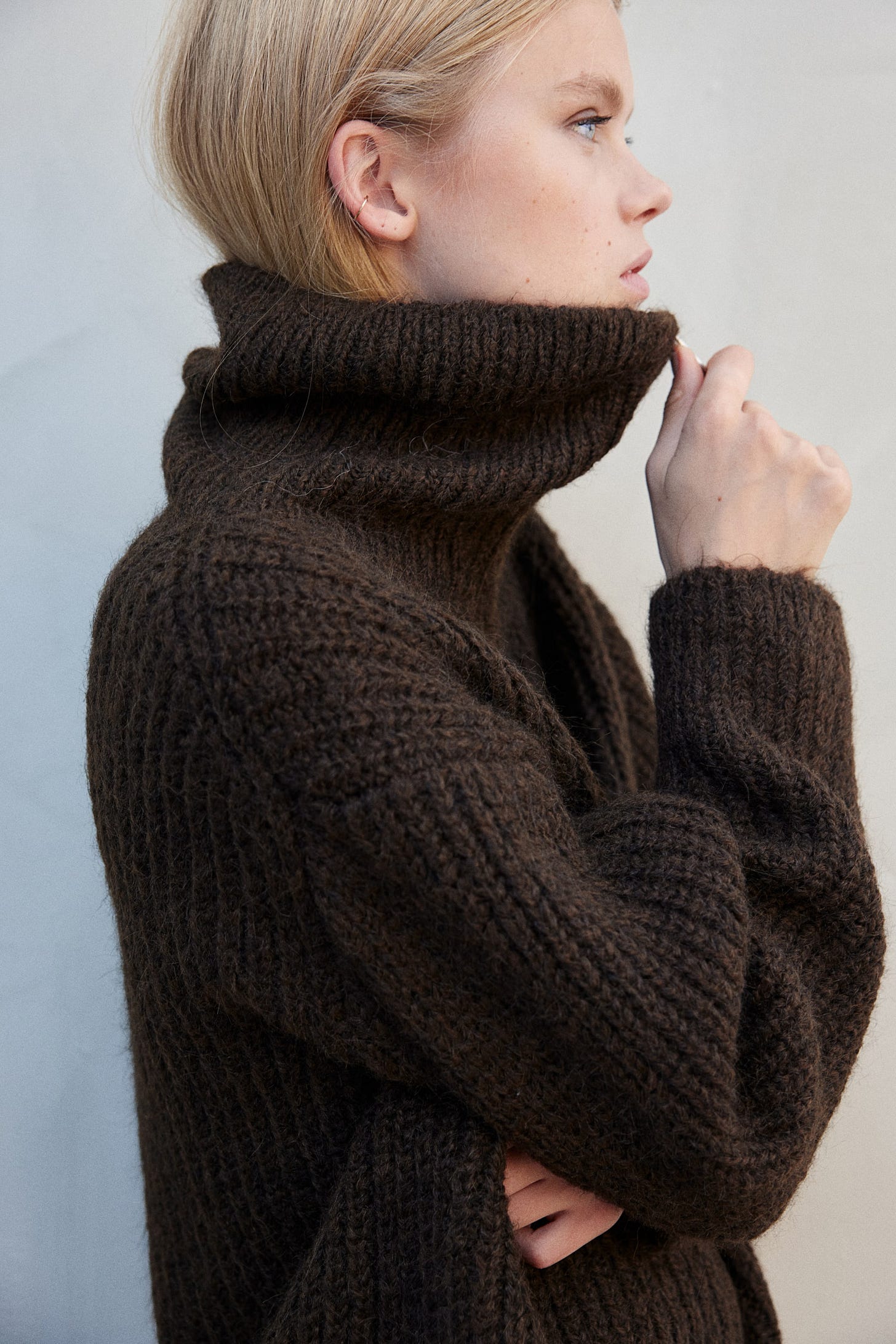 Rib-Knit Cardigan with Zipper - Dark brown - Ladies | H&M US 3