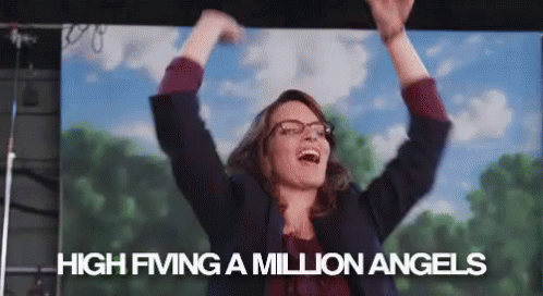 High Fiving A Million Angels - 30 Rock GIF - 30Rock Tina Fey Liz Lemon -  Discover & Share GIFs