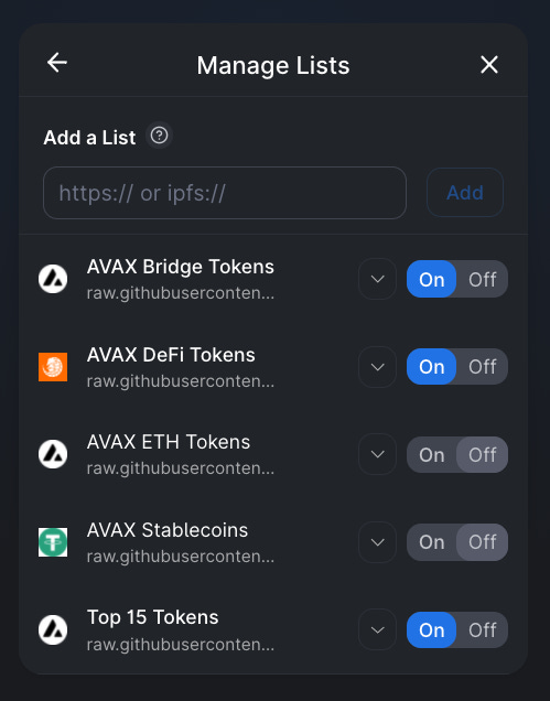 Multi-select token list
