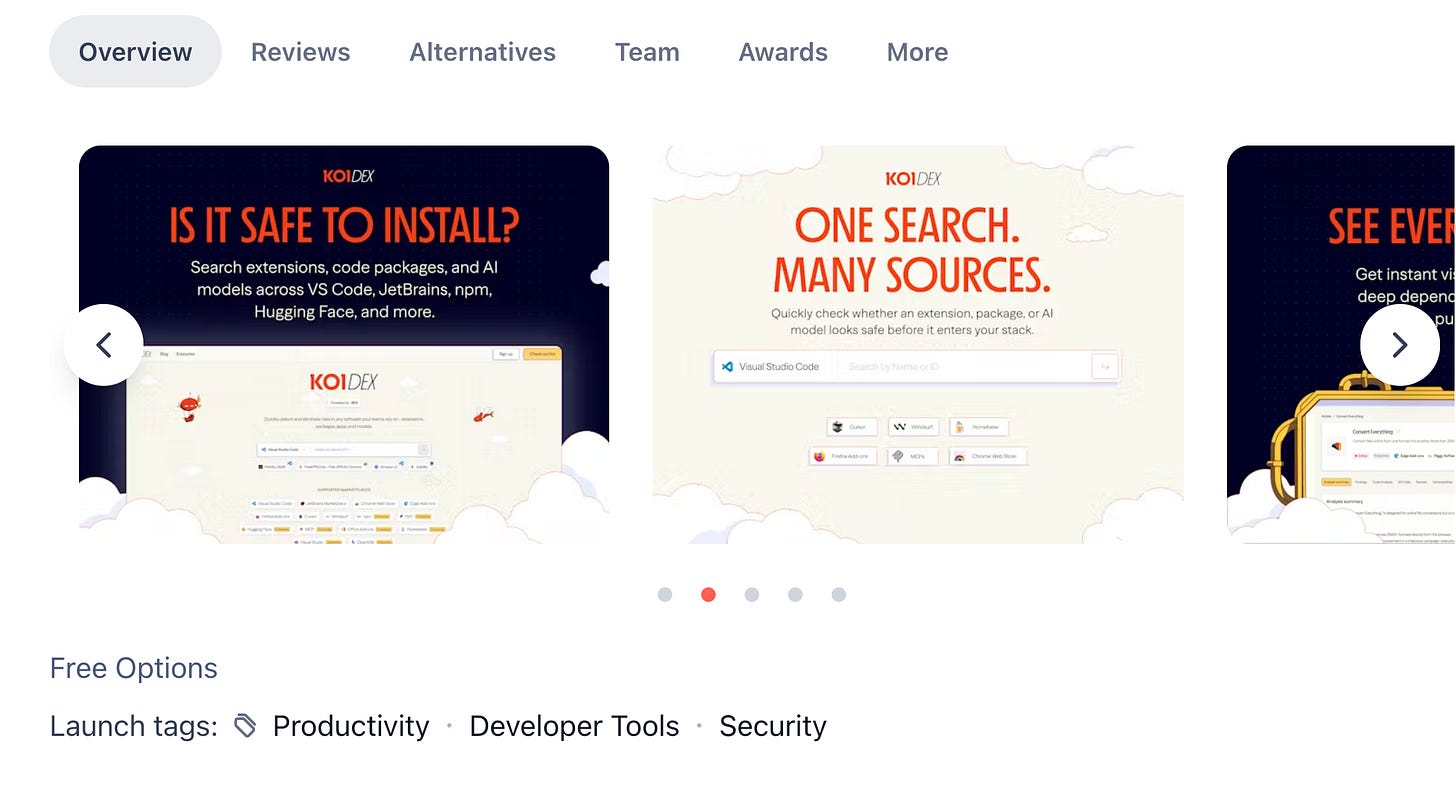 Carousel images from the Koidex Product Hunt page. Carousel images from the Koidex Product Hunt page.
