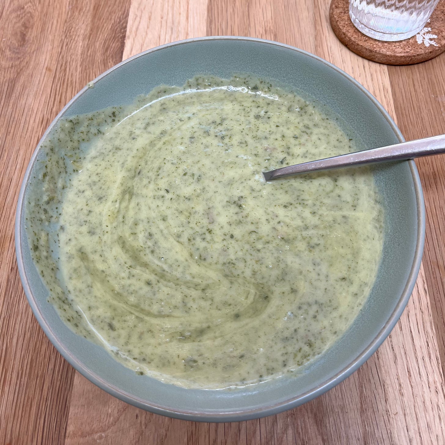 a bowl of leek and potato soup 