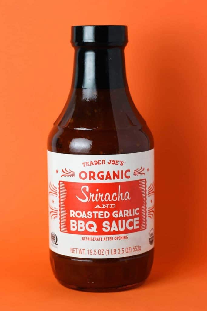 Trader Joe's Organic Sriracha and Roasted Garlic BBQ Sauce bottle