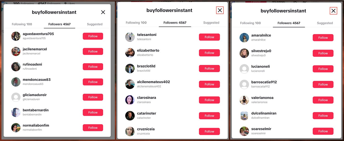 examples of @buyfollowersinstant's followers
