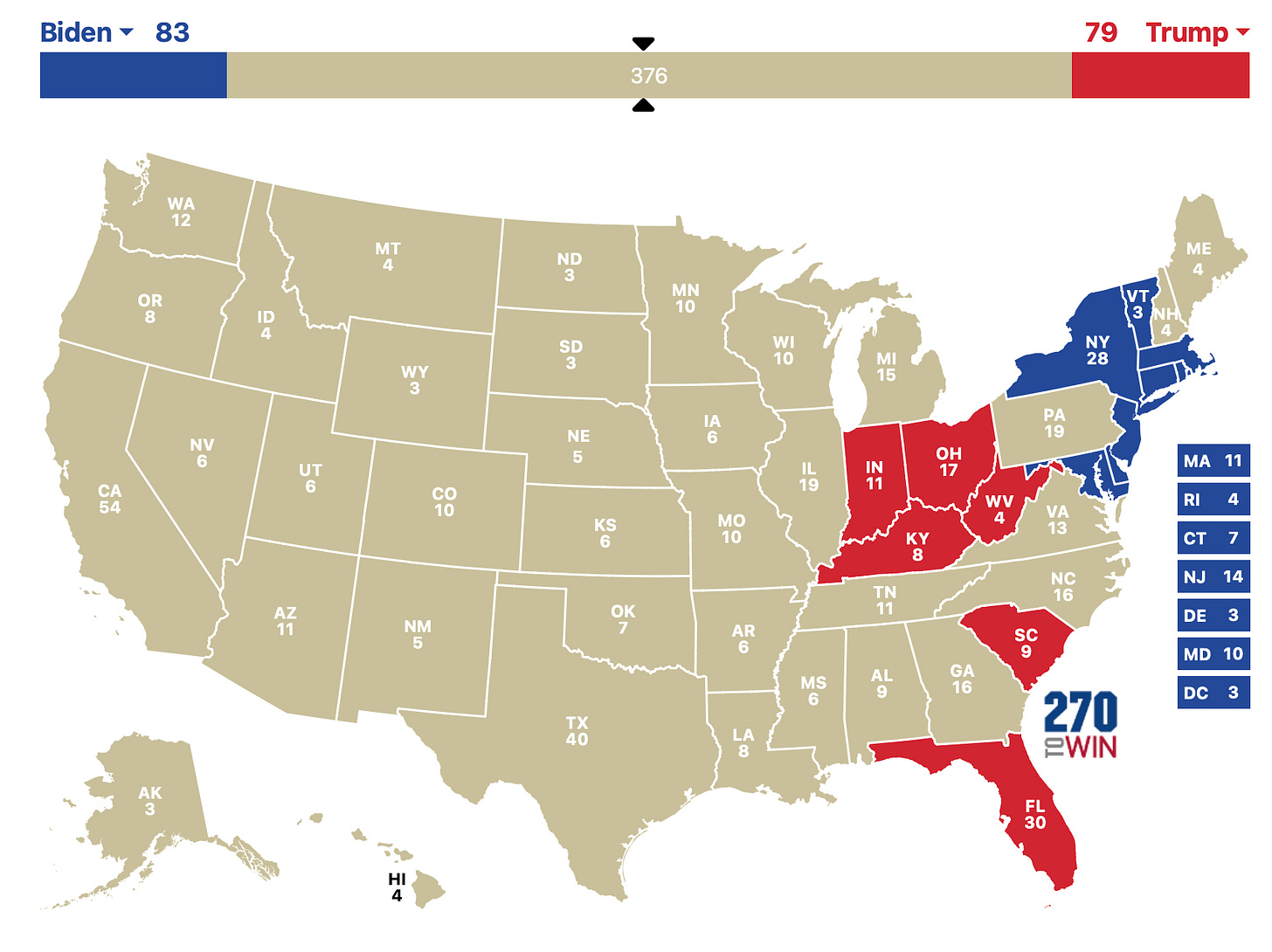 A map of the united states with red and blue states

Description automatically generated