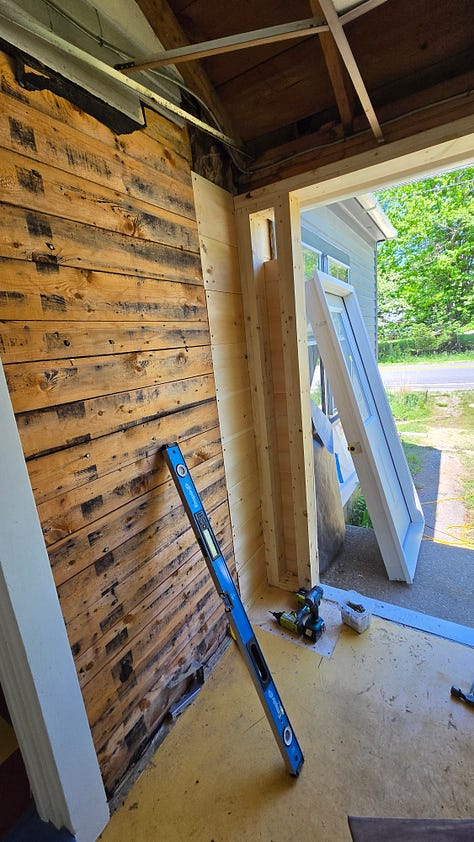 a series of house construction photos. 