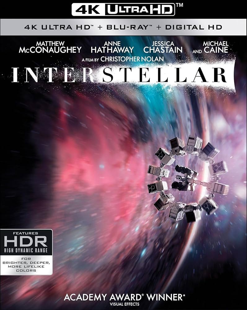 Amazon.com: Interstellar (4K UHD + Blu-ray + Digital) : Matthew  McConaughey, Anne Hathaway, Jessica Chastain, John Lithgow, Michael Caine,  Casey Affleck, Wes Bentley, Bill Irwin, Topher Grace, David Gyasi,  Christopher Nolan, Matt