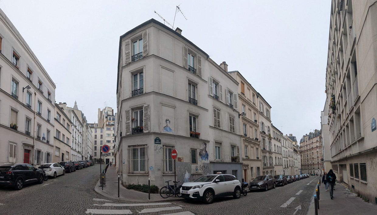 streets of Montmartre, mural portrait of Rimbaud